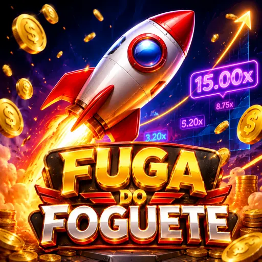 Foguete dourado com rastro de moedas e multiplicador crescente